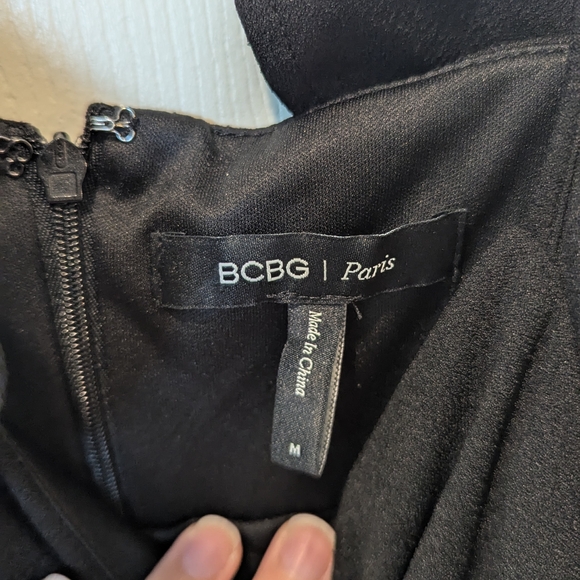 BCBG Black Ruffled Sheath Mini Dress - Picture 2 of 5